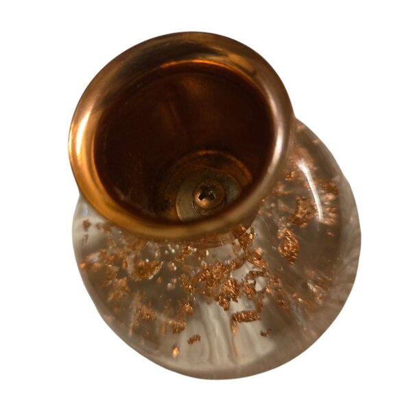 MCM Lucite Acrylic Candleholder Gold Flake Mid Century Candlestick Taper Holder - Picture 10 of 16